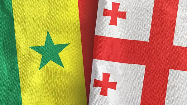 Gürcistan ve Senegal iki bayraklı tekstil kumaşı 3D