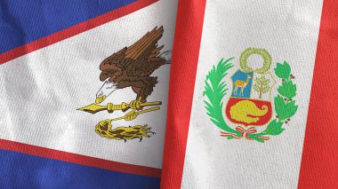 Peru ve Amerikan Samoası iki bayraklı tekstil kumaşı 3D