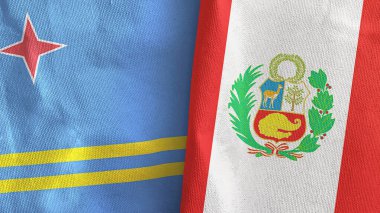 Peru ve Aruba iki bayraklı tekstil kumaşı.