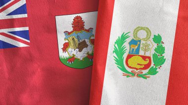 Peru ve Bermuda iki bayraklı tekstil kumaşı.