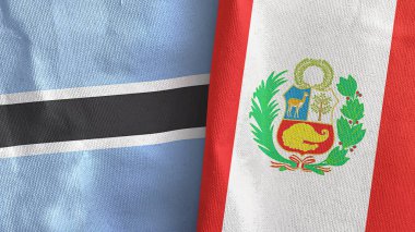Peru ve Botswana iki bayraklı kumaş 3D.
