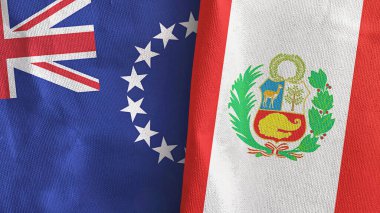 Peru ve Cook Adaları iki bayraklı tekstil kumaşı.
