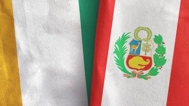 Peru ve Cote dIvoire Fildişi Sahilleri İki bayrak Tekstil Kumaşı 3D