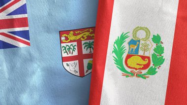 Peru ve Fiji iki bayraklı tekstil kumaşı 3D.