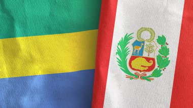 Peru ve Gabon iki bayraklı kumaş 3D görüntüleme