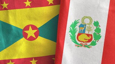 Peru ve Grenada iki bayrak, tekstil kumaşı 3D.