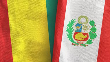 Peru ve Gine iki bayraklı tekstil kumaşı.