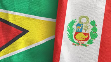 Peru ve Guyana iki bayraklı tekstil kumaşı.