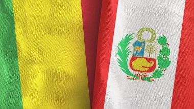 Peru ve Mali iki bayraklı tekstil kumaşı 3D