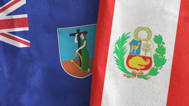 Peru ve Montserrat iki bayraklı tekstil kumaşı.