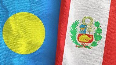 Peru ve Palau iki bayraklı tekstil kumaşı.