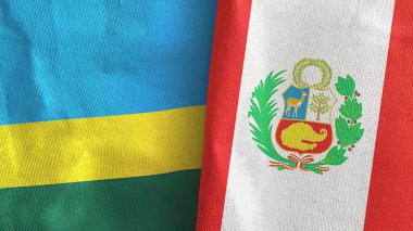 Peru ve Ruanda iki bayraklı tekstil kumaşı.