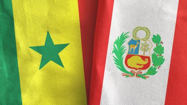 Peru ve Senegal iki bayrak tekstil kumaşı 3D