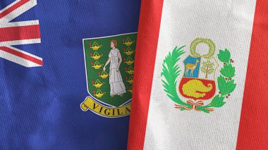 Peru ve Virgin Adaları, İngiltere 'de iki bayraklı tekstil kumaşı.