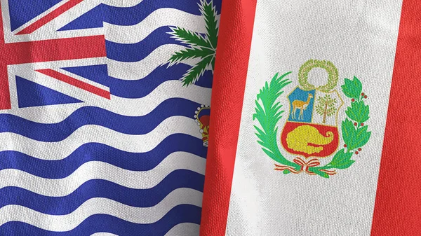 Peru ve İngiliz Kızılderili Toprakları. İki bayrak, 3 boyutlu kumaş.