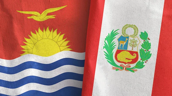 Peru ve Kiribati iki bayraklı tekstil kumaşı 3D