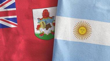 Arjantin ve Bermuda 'da iki bayraklı kumaş 3D.