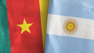 Arjantin ve Kamerun iki bayraklı tekstil kumaşı 3D