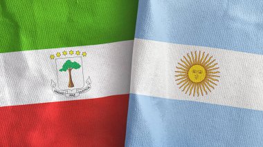 Arjantin ve Ekvator Ginesi 2 bayraklı tekstil kumaşı 3D