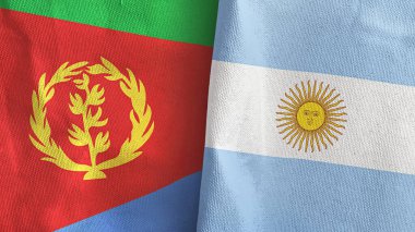 Arjantin ve Eritre 'de iki bayraklı kumaş 3D.