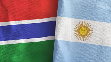 Arjantin ve Gambiya 'da iki bayrak, tekstil kumaşı 3D.