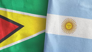 Arjantin ve Guyana 'da iki bayraklı kumaş 3D.