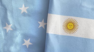 Arjantin ve Mikronezya iki bayraklı tekstil kumaşı 3D