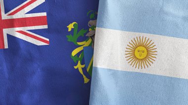 Arjantin ve Pitcairn Adaları. İki bayraklı tekstil kumaşı.