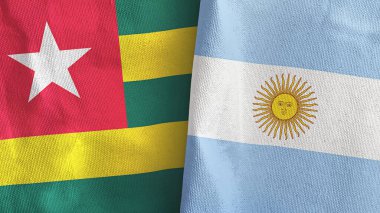 Arjantin ve Togo iki bayraklı tekstil kumaşı 3D