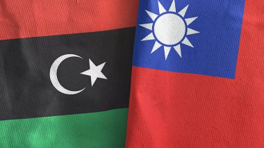 Tayvan ve Libya 'da iki bayraklı tekstil kumaşı 3D