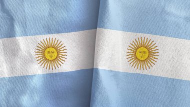 Arjantin 2 bayraklı tekstil kumaşı 3D