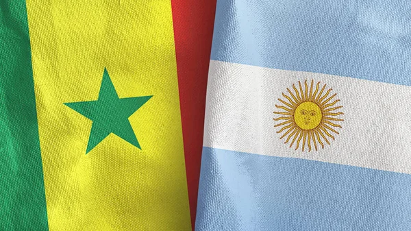 Arjantin ve Senegal iki bayraklı tekstil kumaşı 3D