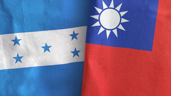 Taiwan and Honduras two flags textile cloth 3D rendering — Stock Photo, Image