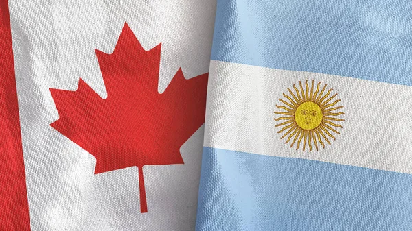 Argentina and Canada two flags textile cloth 3D rendering