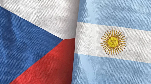 Argentina y República Checa dos banderas de tela textil 3D renderizado —  Fotos de Stock