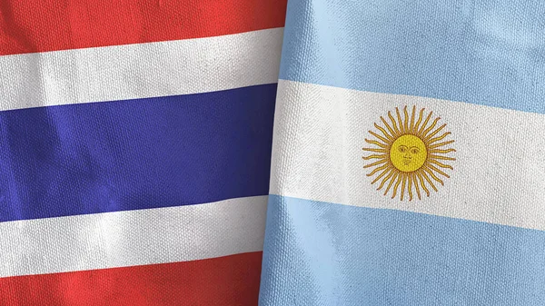 Argentina and Thailand two flags textile cloth 3D rendering — Stock Photo, Image