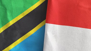 Endonezya ve Tanzanya iki bayraklı tekstil kumaşı 3D