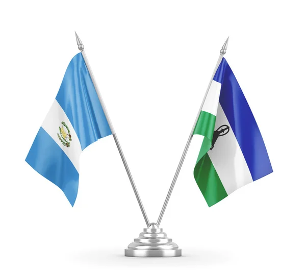 Lesotho and Guatemala table flags isolated on white 3D rendering — Stock Photo, Image