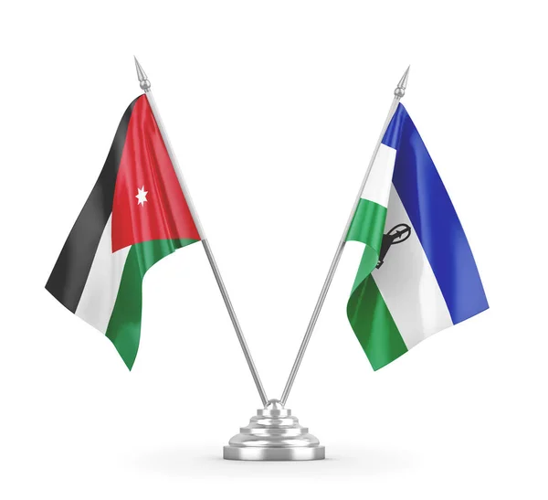 Lesotho i Jordan table flagi izolowane na białym renderingu 3D — Zdjęcie stockowe