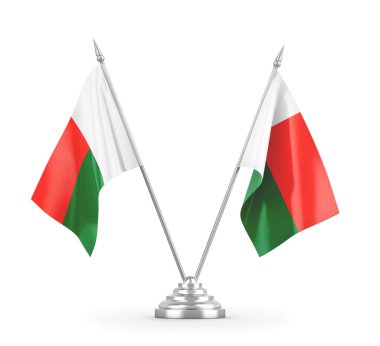 Madagaskar masa bayrakları beyaz 3D görüntüleme üzerinde izole