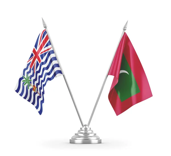 Maldiverne og British Indian Territory bord flag isoleret på hvid 3D rendering - Stock-foto