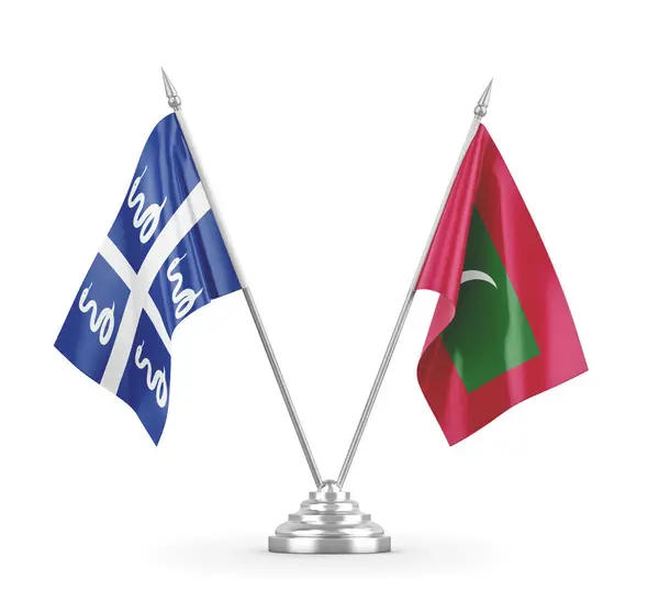 Maldiverne og Martinique slange bord flag isoleret på hvid 3D rendering - Stock-foto