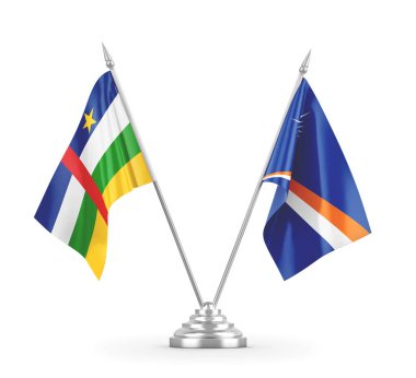 Marshall Adaları ve Orta Afrika Cumhuriyeti bayrakları beyazlar üzerinde izole