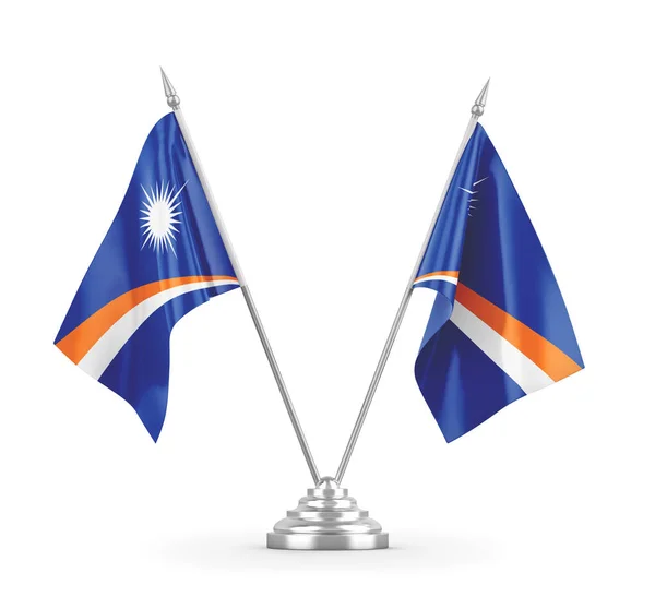 Marshallovy ostrovy tabulky vlajky izolované na bílém 3D vykreslování — Stock fotografie