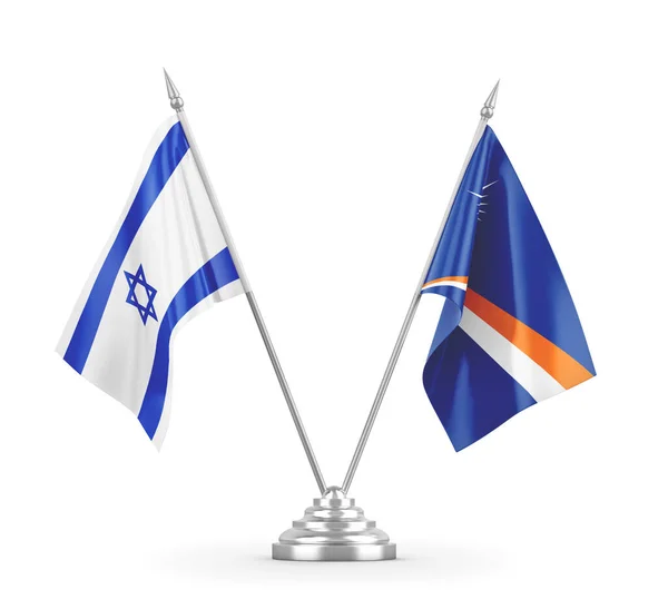 Marshall Islands and Israel table flags isolated on white 3D rendering — Stock Photo, Image