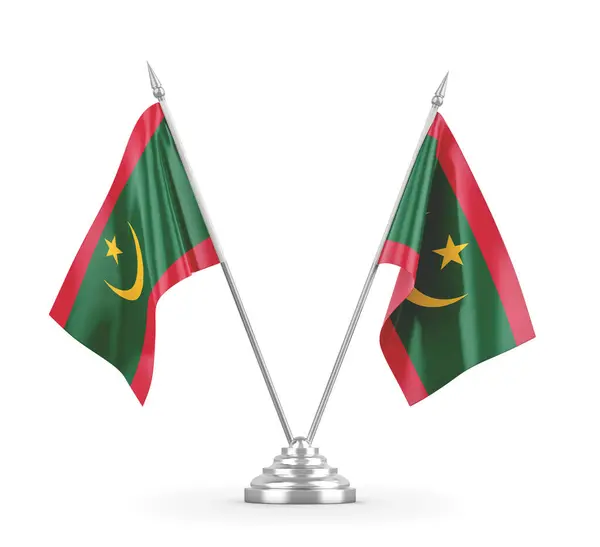 Mauritánia tábla zászlók elszigetelt fehér 3D renderelés — Stock Fotó