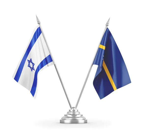 Nauru and Israel table flags isolated on white 3D rendering — Stock Photo, Image