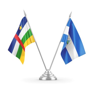 Nikaragua ve Orta Afrika Cumhuriyeti bayrakları beyazlar üzerinde izole