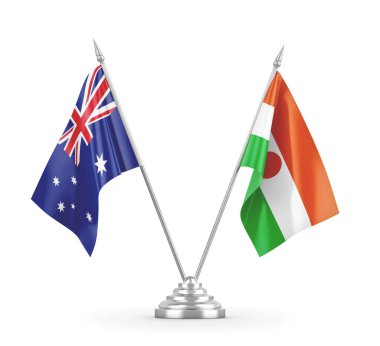 Nijer ve Avustralya bayrakları beyaz 3D görüntüleme üzerinde izole edildi