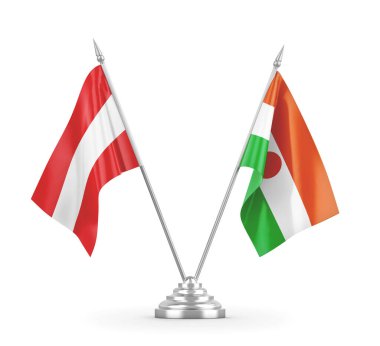 Nijer ve Avusturya bayrakları beyaz 3D görüntüleme üzerinde izole edildi